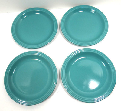 RE Room Essentials Vintage Turquoise Salad Plates Set of 4 Embossed Rim