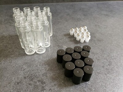 15ml StainLess Steel Metal Roller Ball Transparent Clear Glass Bottles-Set of 12