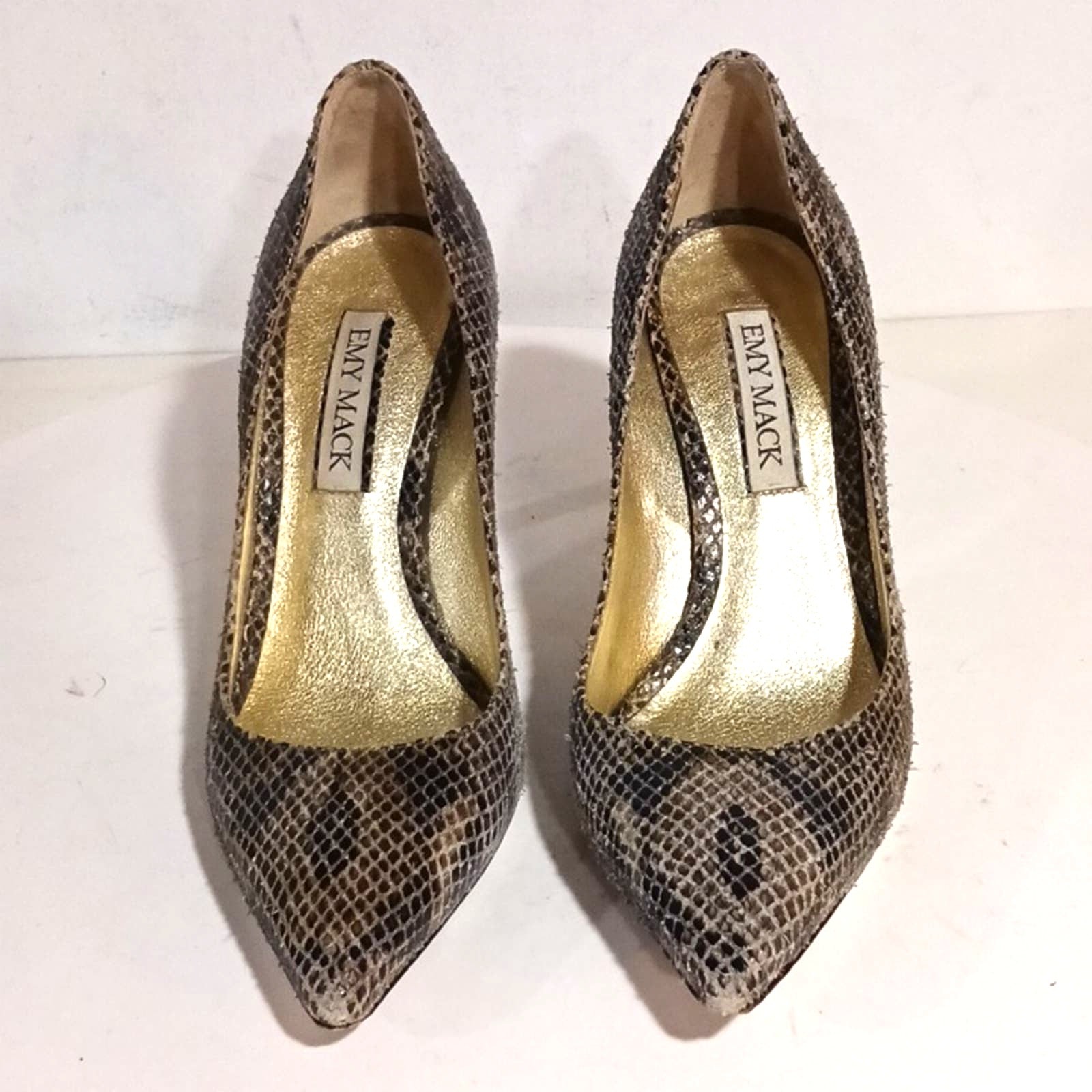 Emy Mack Python Print Leather Brown Tan Woman's H… - image 7