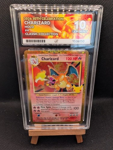 Pokemon Charizard 4/102 30th Celebration Classic Collection ACE 10 perfect subs