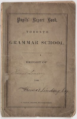 1866 Toronto Grammar School Report Book Pre-Confederation Student Record
