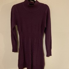 Stephanie Rogers Sweater Dress, Purple Cable Knit, Long Sleeve. Size M