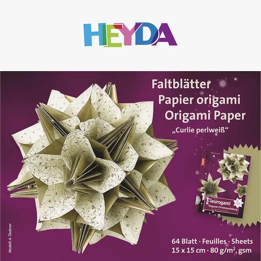 Heyda 15 x 15cm Origami Paper - Curlie Pearl White 64pcs