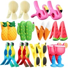 20 Pieces Beach Towel Clips Plastic Beach Chair Clips Flamingo Parrot Watermelon