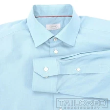 ETON Green Micro Houndstooth 100% Cotton CONTEMPORARY Luxury Dress Shirt - 17.5