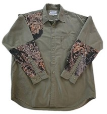 VTG Columbia Shirt Button Up Camo Hunting Shooting Shoulder Pad Men's XXL