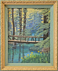 REDWOOD FOREST, Original Oil / Canvas, Signed "F.B." , 14" by 18" — photo 5