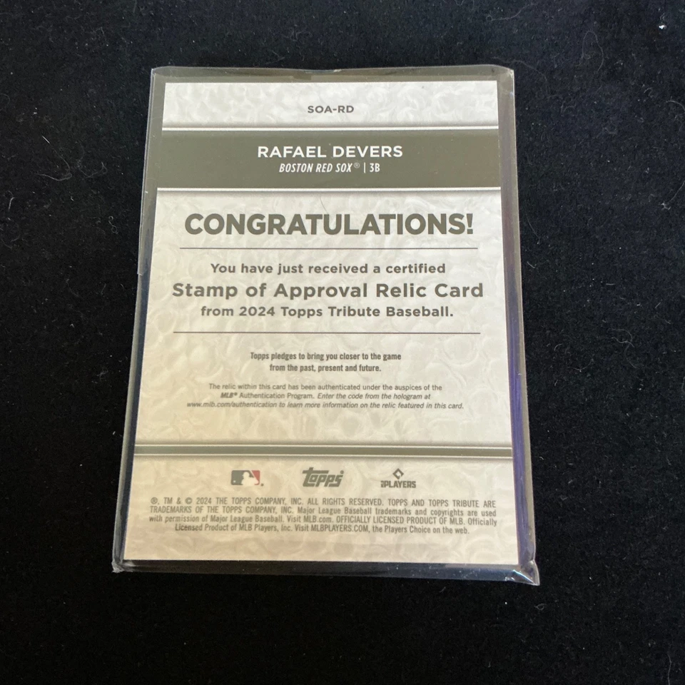 2024 Topps Tribute Stamp of Approval Relics Rafael Devers #SOA-RD Green /99 - Image 2 of 2