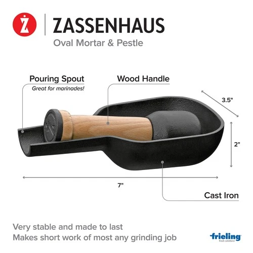 Oval Cast Iron Mortar & Pestle - Thumbnail 5