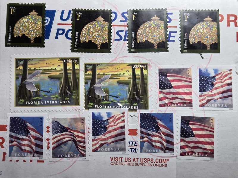 Florida Everglades and more canceled stamps on cardboard