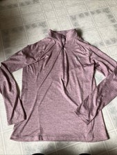 Under Armour Women's Medium Half Zip Pullover Loose Heat Gear Pink marled