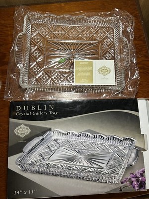 Dublin Crystal Gallery Serving Tray By Godinger 14 X11 X1.75 Open Box