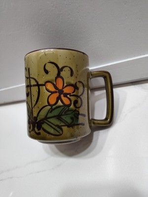 New Vintage 1970s New Fred Roberts Co.  Floral Speckled Stoneware Coffee Cup Mug
