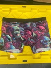 Mens Skull Pattern Multicolor Microfiber Boxe...