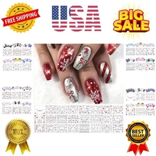 24 Sheets Christmas Nail Art Stickers Decals, 3D Self-Adhesive Glitter Nail D...