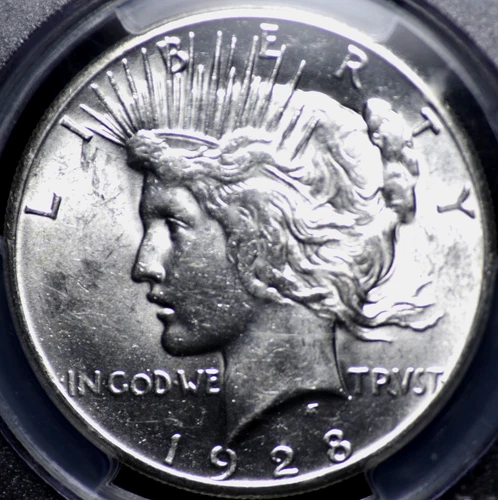 1928 PEACE DOLLAR PCGS VERY CHOICE AU 58 CRISP AND FROSTY WHITE SATIN OVER BOTH