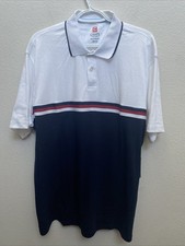 NEW Chaps Golf Men's Polo Shirt Blue White Short Sleeve Collared  44 2XL NWT