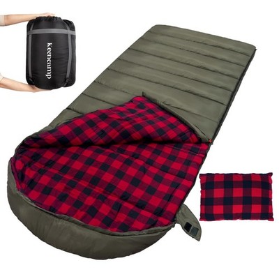 0 Degree Sleeping Bag Cotton Flannel Winter Cold Weather for Adults XXL Sleep...