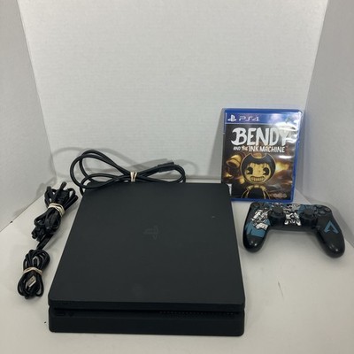 Sony PlayStation 4 Slim 500GB Console Jet Black CUH-2215A Controller Cables Game