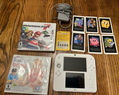 Nintendo 2DS White Red Console Tested With Stylus SD Card Mario