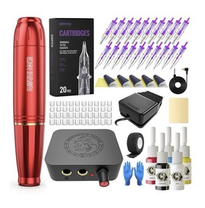 Wormhole Tattoo Pen Kit Lightweight Adjustable Complete Set w/ Cartridges, Ink