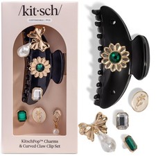 KitschPop   Hair Clips For Women with Charm Sets Customizable Curved Claw Cli...