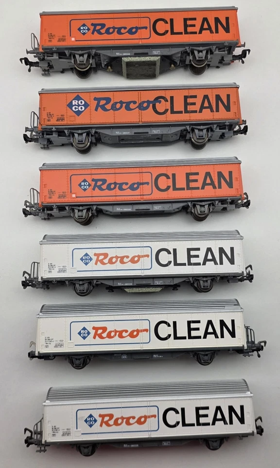 Roco H0 46400 Konvolut 5x Güterwagen Schienenreinigungswagen "RocoClean" o.OVP 