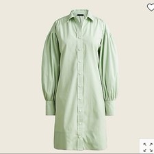 J.CREW NWT Button-Down Dress XS Petite Mint Green Long Sleeve 100% Cotton