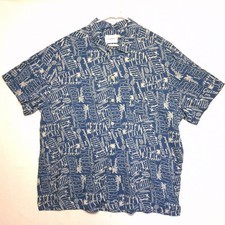 Goodfellow  Co Shirt Mens XL Blue All Over Print Short Sleeve Collar Button Up