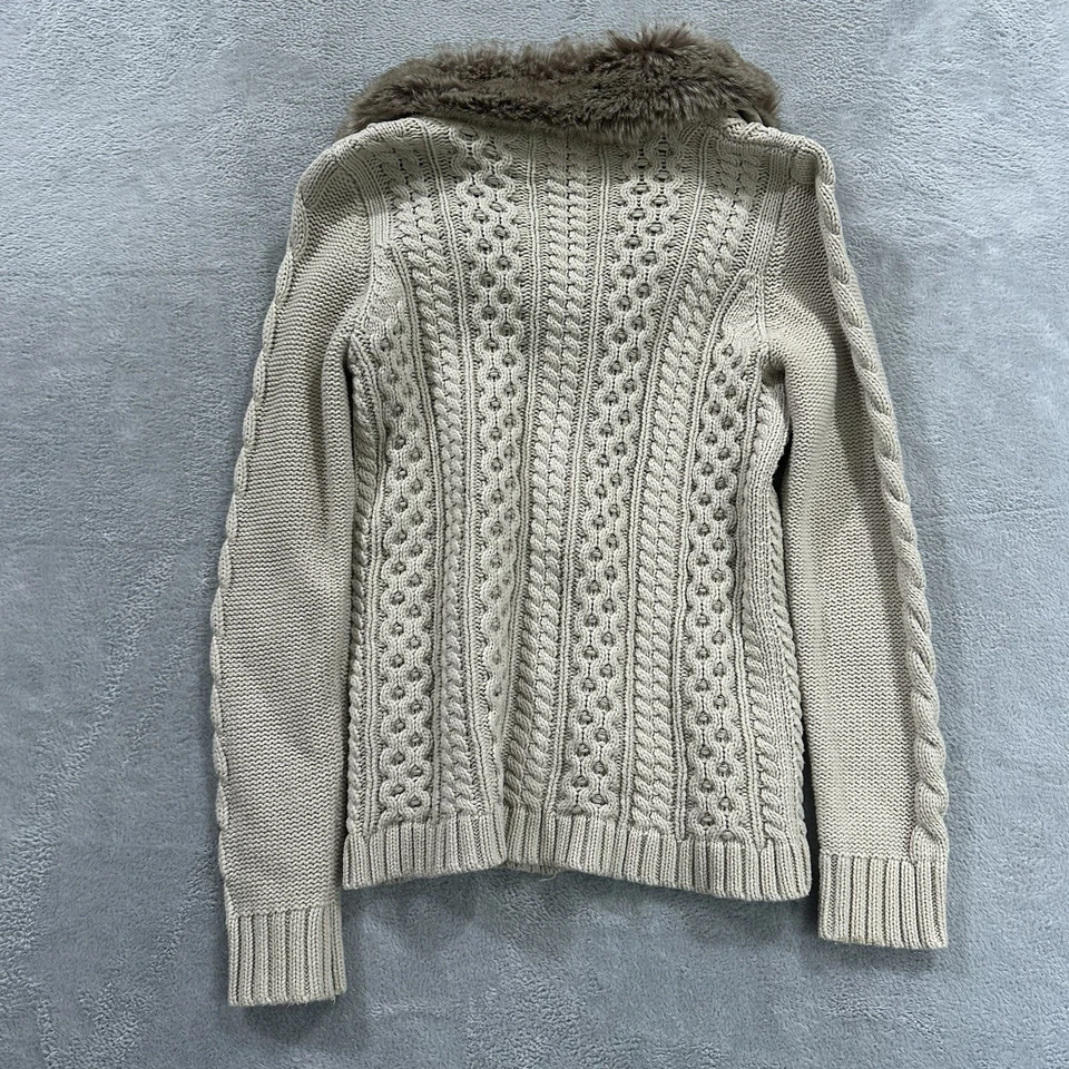 Suéter tejido Dressbarn lazo mujer pequeño beige imitación piel vintage Y2K Foto 3 de 4