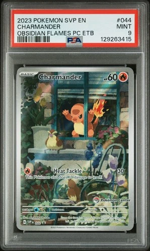 2023 POKEMON OBSIDIAN FLAMES POKEMON CENTER ETB PROMO SVP #044 CHARMANDER PSA 9
