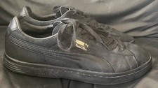 HERREN GRÖßE UK 11 EUR 46 SCHWARZ WILDLEDER MIT GOLDENEN DETAILS PUMA COURT STAR SNEAKER