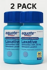 2 Pack Equate Maximum Strength Laxative 25mg 90 Tablets Each | Fast Relief | Sea