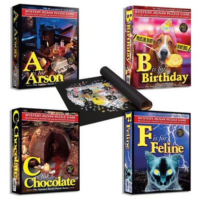 TDC Games Alphabet Mystery Jigsaw Puzzle Bundle - 4 Mystery Puzzles Plus Felt