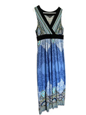 Y2k AB Studio Paisley Hippie Chic Faux Wrap Boho Lounge Maxi Dress L Vintage