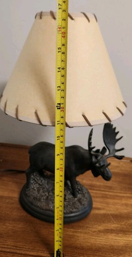 Resin Moose Sculpture Table Lamp w/Shade Rustic Cabin Lodge 17" Excellent - Picture 8 of 10