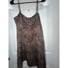 Urban Outfitters Animal Print Mini Slip Dress Brown Black Sleeveless