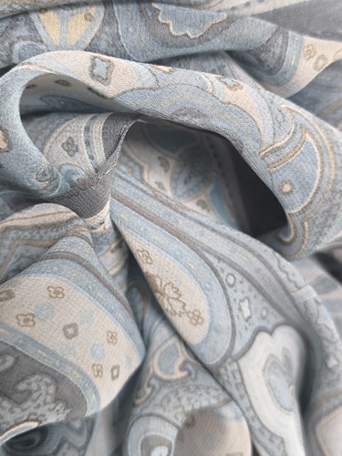 VTG DEBENHAMS light gray blue beige silk chiffon long neck scarf paisley - Picture 6 of 13