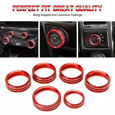 6pcs Klimaanlage Audio Schalter Knopf Ring Trim für Ford F150 XLT 2016-19 Rot