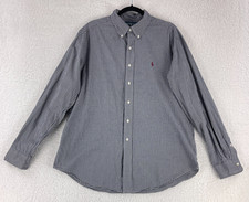Ralph Lauren Button-Down Dress Shirt Mens Size XL Blue Plaid Long Sleeve Cotton