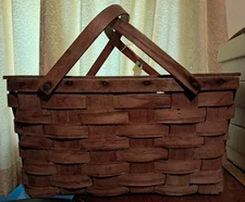 Vintage Woven Covered Picnic Basket
