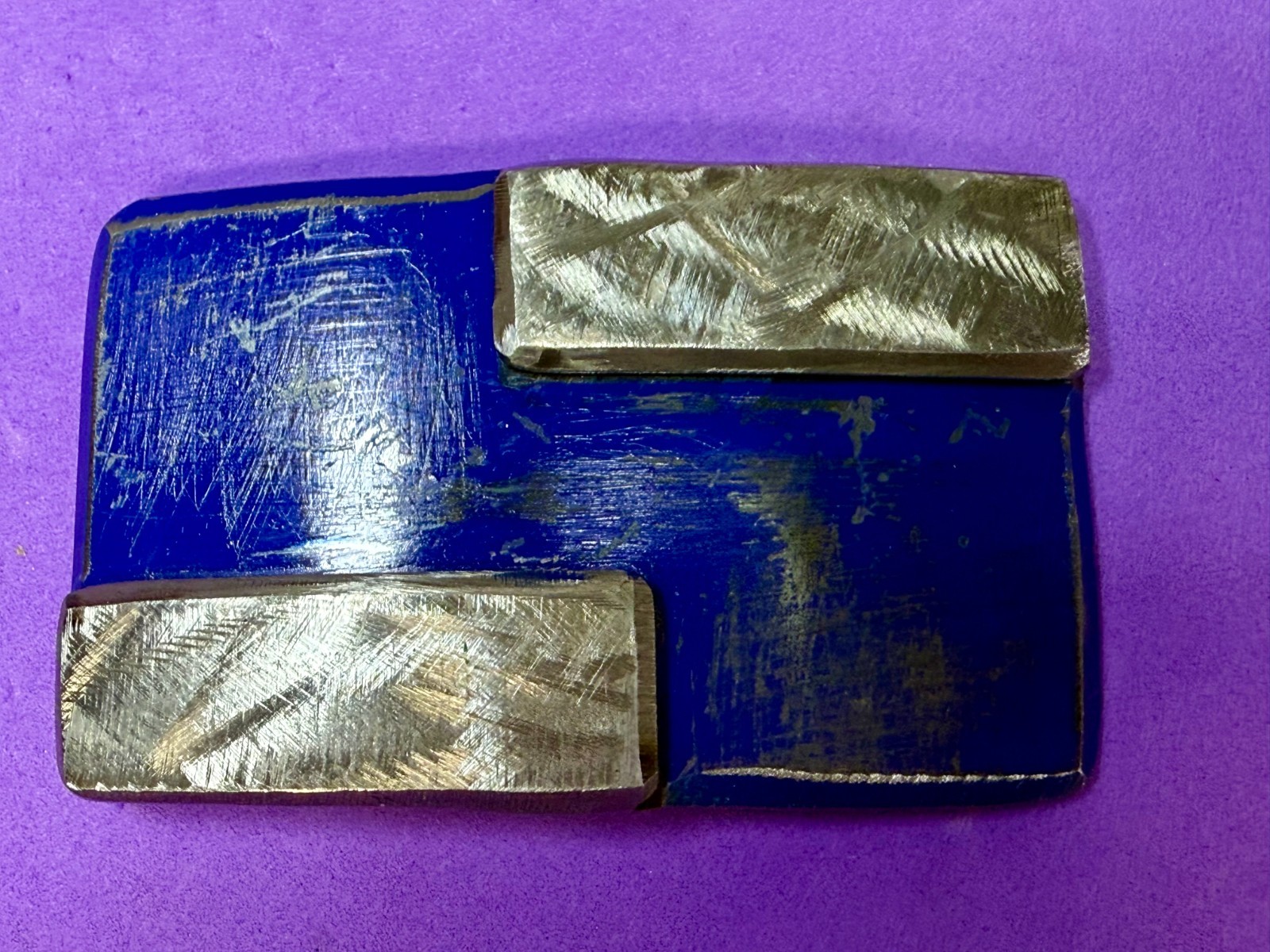 Rectangular Blue Metal with Two Silver Welded Bel… - image 20
