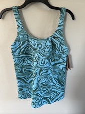 Nike Swirl Scoop Neck Tankini Top Blue/Green NEW Size Large MSRP 70 Recycled