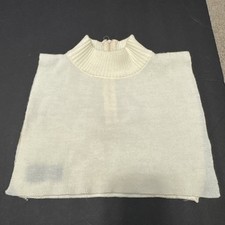 Vintage Specialty House Cream Knit Ribbed Turtleneck Dickey Zipper Neck