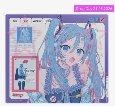 Wallhack SP-005 Miku OS Glass Mousepad & Pro Sleeve (L-XL) Sealed Brand New