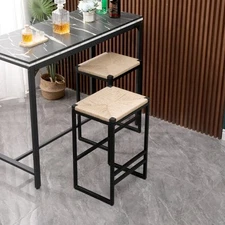 Woven Paper Rope Bar Stools (Set of 2)