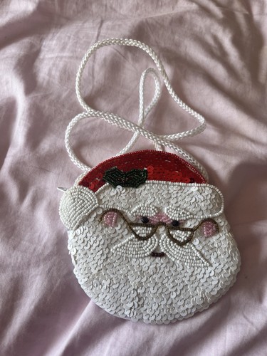 70s Vintage Santa Claus Sequin Purse - Picture 1 of 2