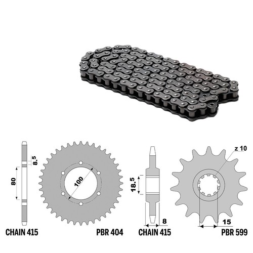 RIEJU DRAC 50 1996-1997 cadena piñón kit 415 PBR EK2334 - Imagen 1 de 5
