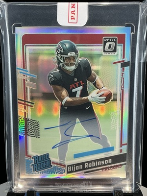 #ad 2023 Donruss Optic Bijan Robinson Holo Prizm Rated Rookie Auto 75 Falcons #206 $250.00