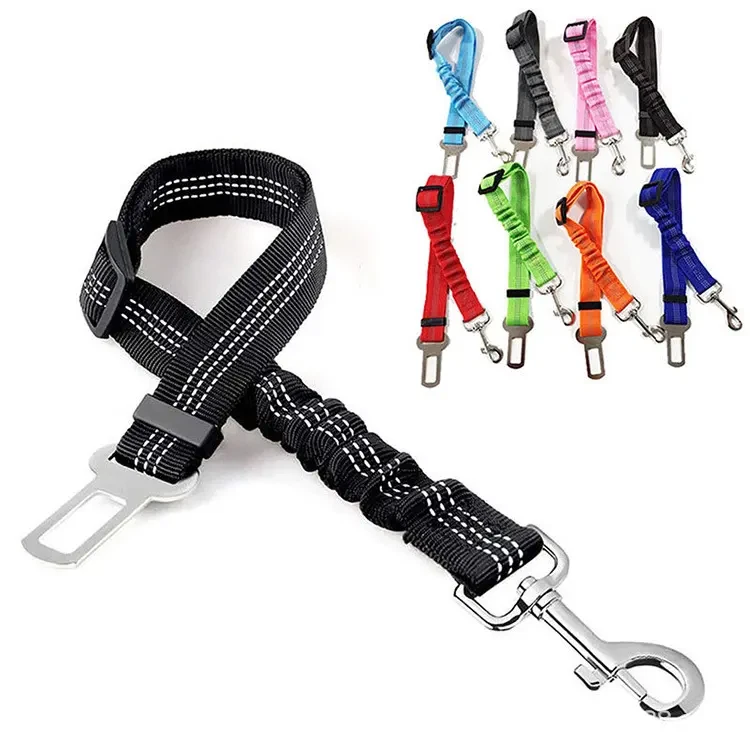 Adjustable dog car seat belt bungee safety restraint